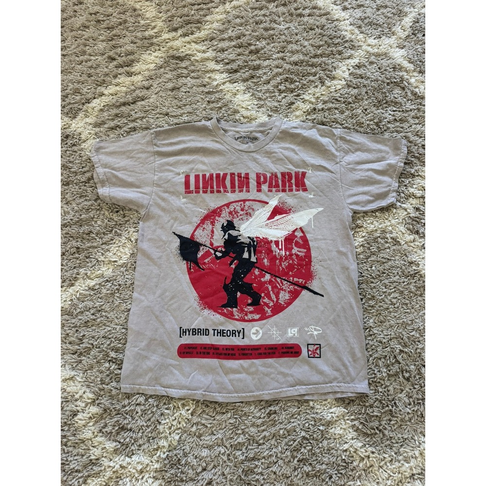 Linkin Park Hybrid Theory Album Graphic T-Shirt Tan Mens Medium M 100% Cotton